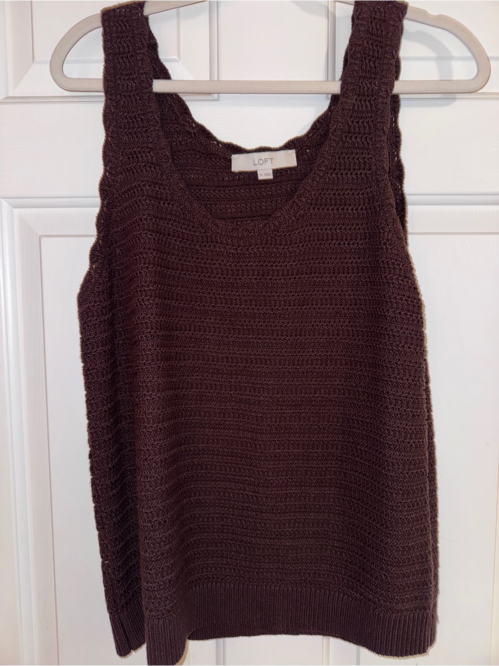 LOFT Brown Crochet Knit Tank